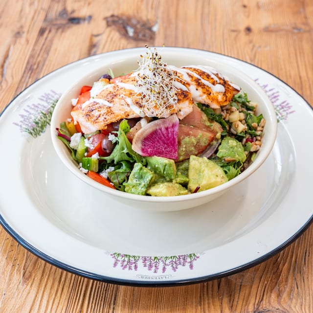 Salmon protein bowl.
